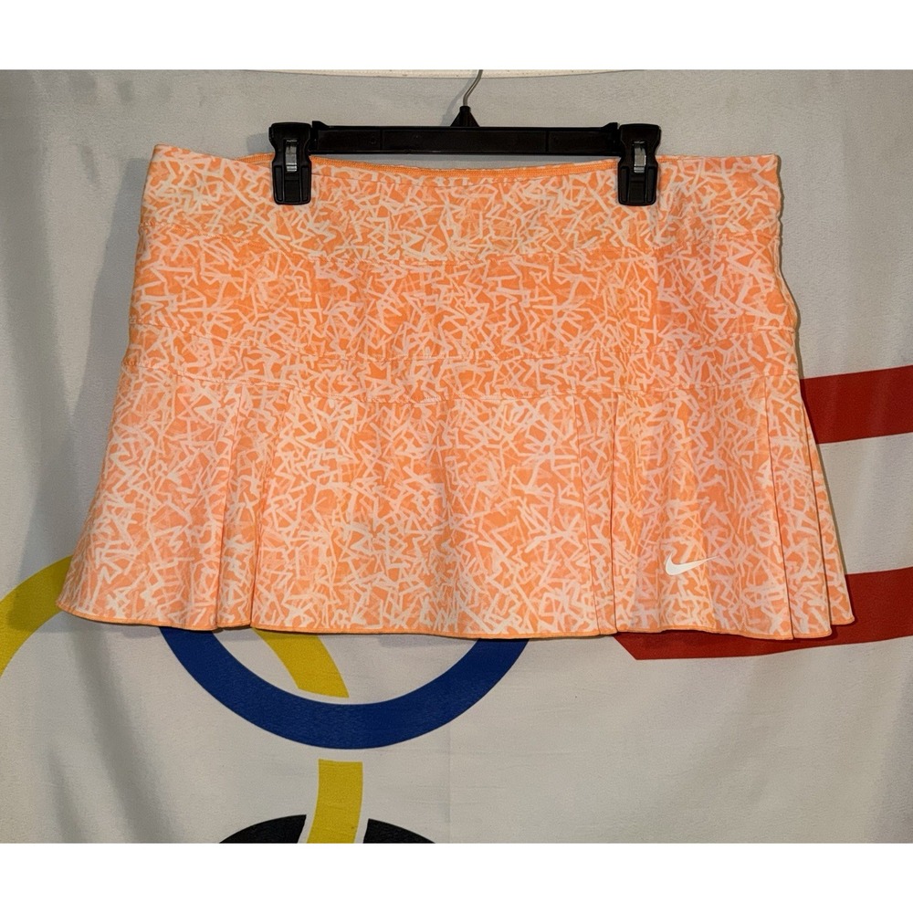 Nike Tennis Skirt Womens XL Orange Pleated Athletic Skort